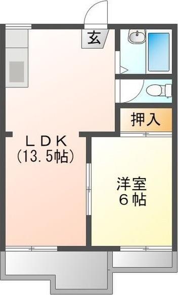 タウニィ大和(1LDK/1階)の間取り写真
