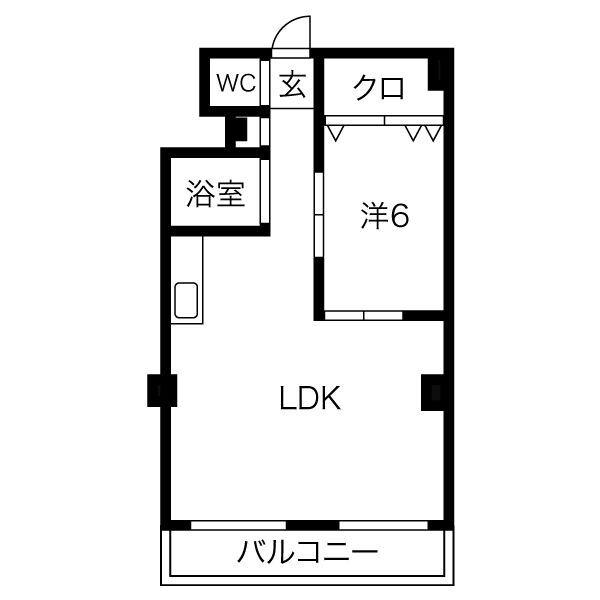 コーポタナベ(1LDK/5階)の間取り写真