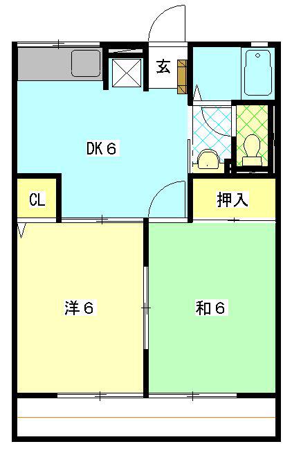 ウィンズI(2DK/1階)の間取り写真