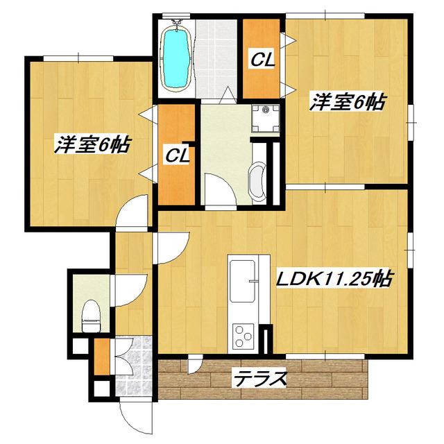 アメージングエステート(2LDK/1階)の間取り写真