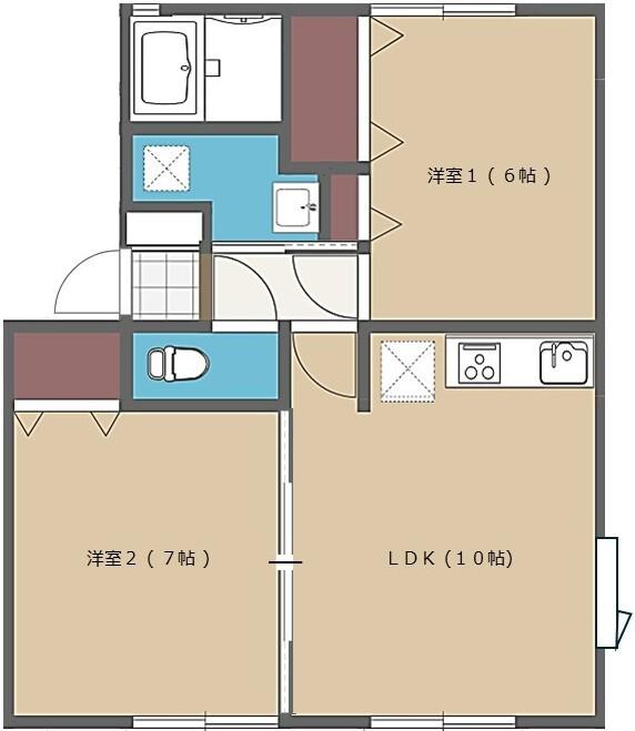 ソレジオM-C(2LDK/1階)の間取り写真