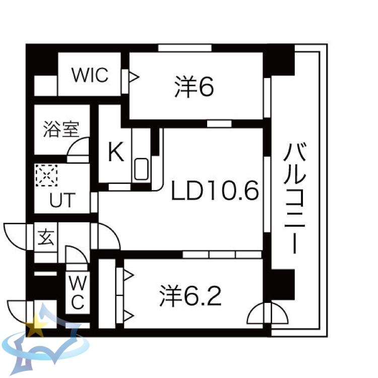 ロックヒルズ札幌(2LDK/3階)の間取り写真