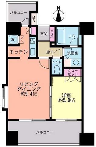 カスタリア森下(1LDK/9階)の間取り写真