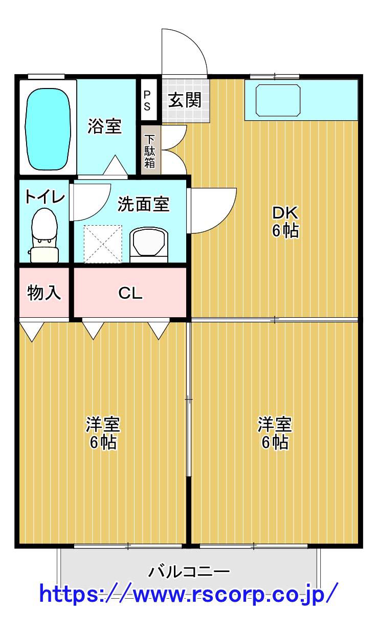グリーンハイツ(2DK/1階)の間取り写真