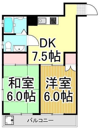 MIRARK(2DK/1階)の間取り写真