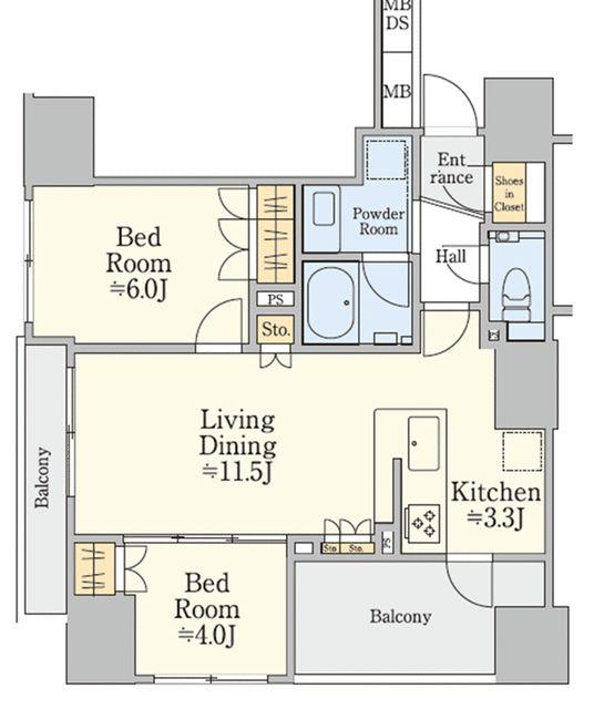 ザ・パークハウス築地入船(2LDK/10階)の間取り写真