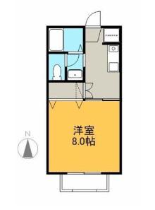 アルバビエントC(1K/2階)の間取り写真
