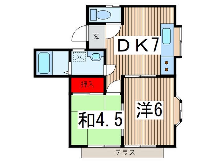 グリーンメゾン(2DK/1階)の間取り写真