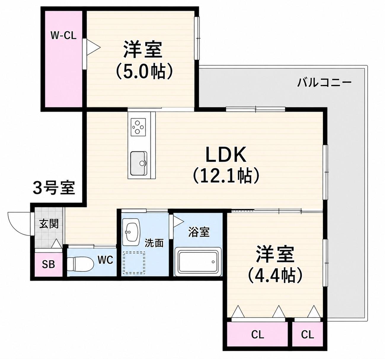 プリーマ甲風園(2LDK/1階)の間取り写真