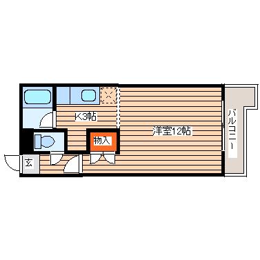 ミツエリートマンション(1K/2階)の間取り写真