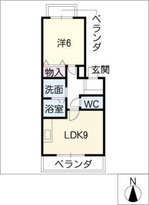 ウィンドゥズ又穂(1LDK/1階)の間取り写真