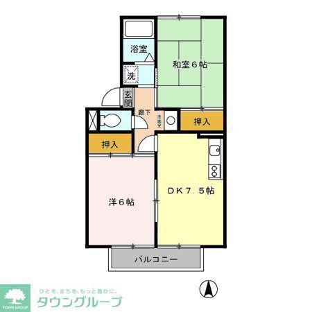 Mプレジール(2DK/1階)の間取り写真