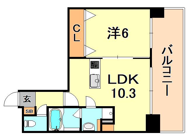 アプリーレ神戸元町(1LDK/8階)の間取り写真
