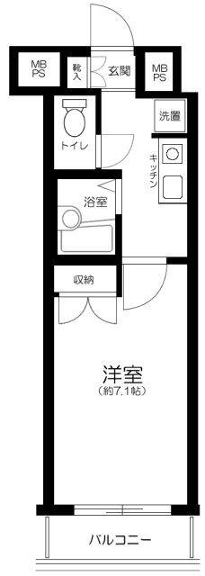 ロイヤルアメニティ白金(1K/2階)の間取り写真