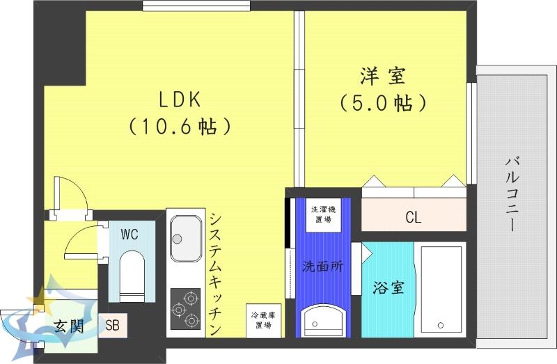 エクレール(1LDK/12階)の間取り写真