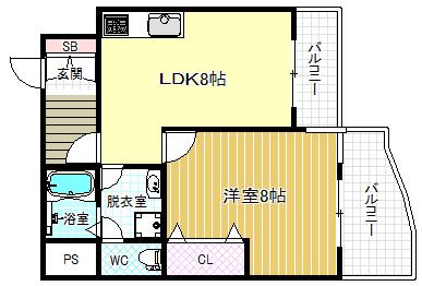 ボノエールメゾン(1LDK/8階)の間取り写真