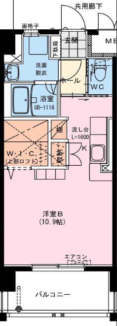 アクア広島(ワンルーム/7階)の間取り写真