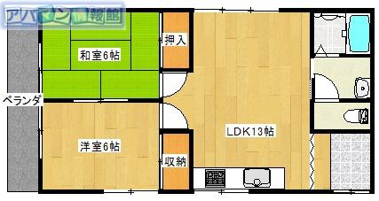 ホットハウス坂井東 B棟(2LDK/1階)の間取り写真
