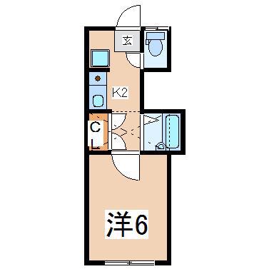 パレス郡山(1K/1階)の間取り写真