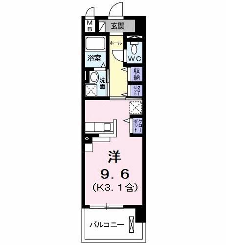 ヴァンヴェール(ワンルーム/2階)の間取り写真