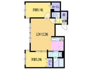 ラシュエット菊水(2LDK/4階)の間取り写真