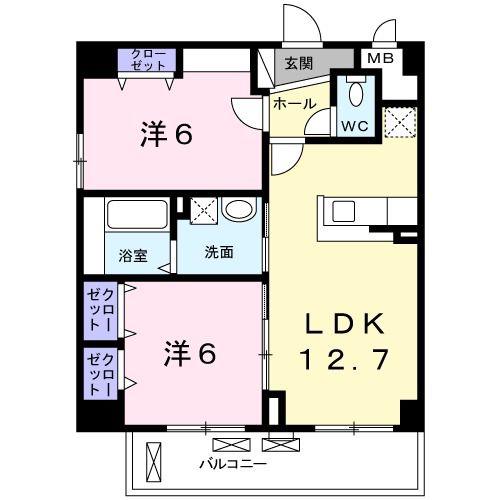 エターナルコートおおたかの森(2LDK/5階)の間取り写真