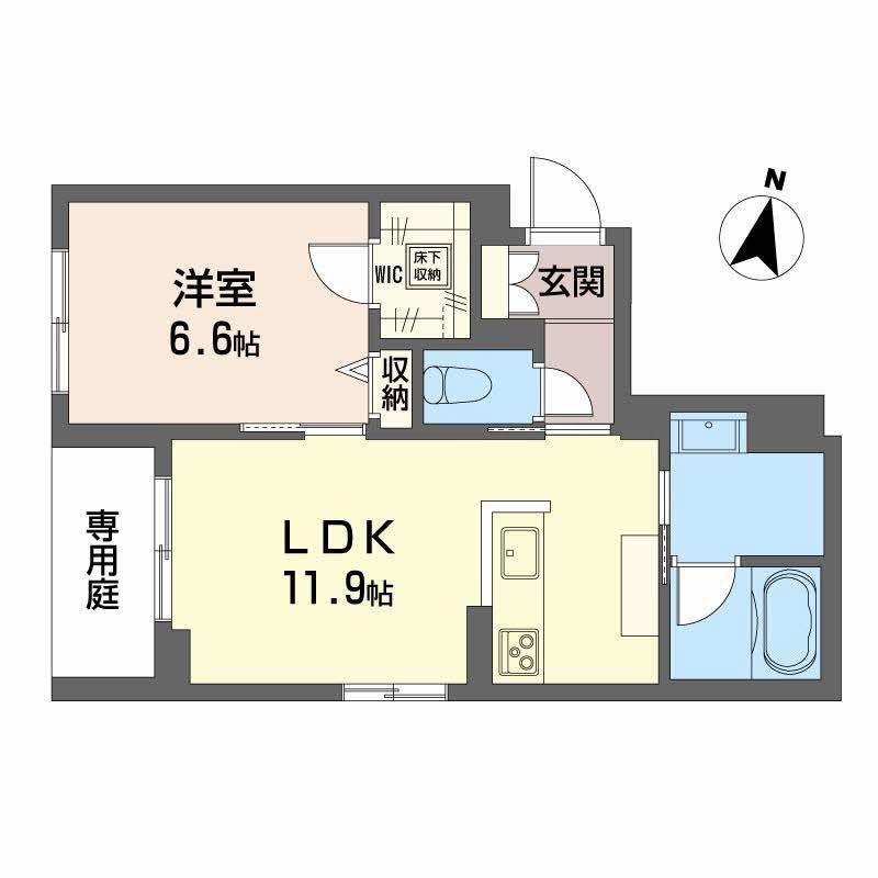 アイビー(1LDK/1階)の間取り写真