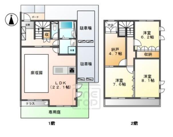 グランドコート(3SLDK/1階)の間取り写真
