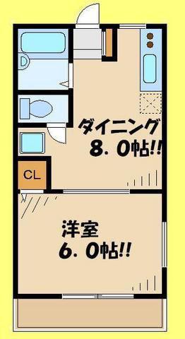 シティハイムアイヒュ芦花(1DK/2階)の間取り写真
