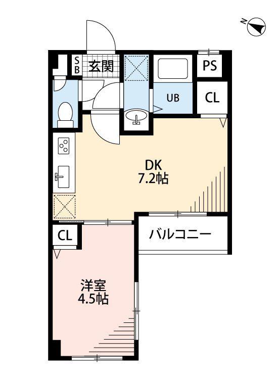 ソルドレーヴアッシュ(1DK/1階)の間取り写真