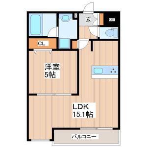 LUANA AIR RESIDENCE五橋(1LDK/1階)の間取り写真