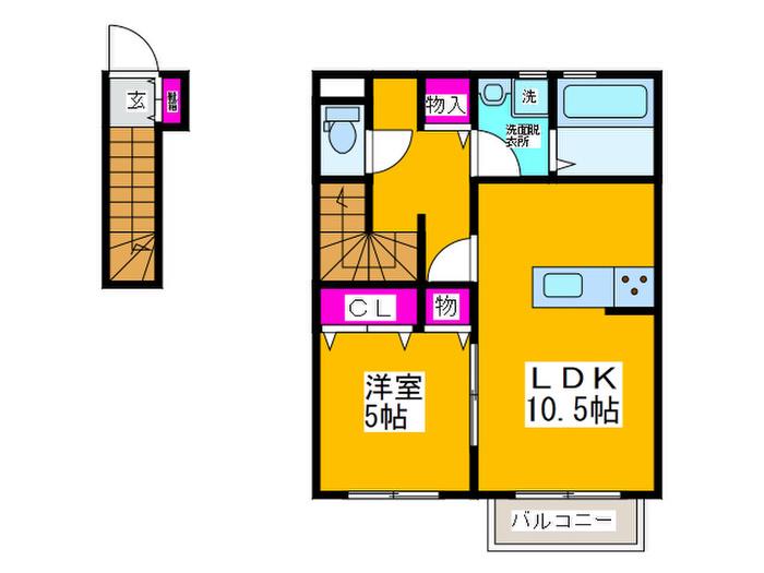 ベルパーラ(1LDK/2階)の間取り写真