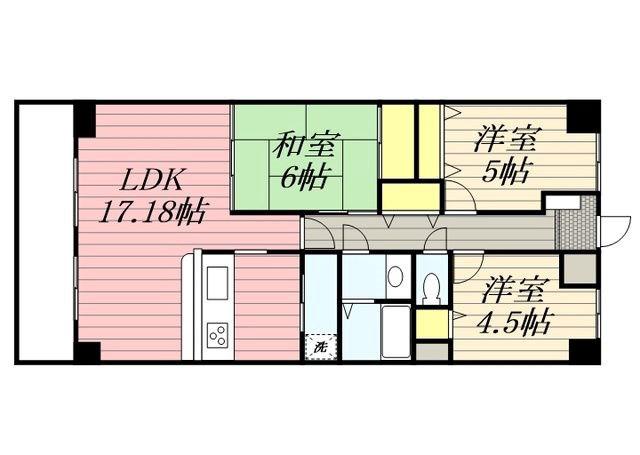 リアライズ城北(2LDK/3階)の間取り写真