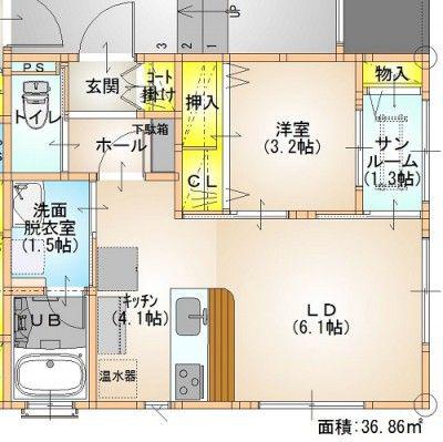 サザンくろす(1LDK/1階)の間取り写真