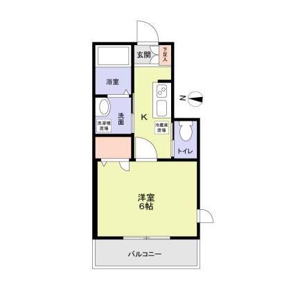 GARDEN TERRACE ウエスト(1K/1階)の間取り写真