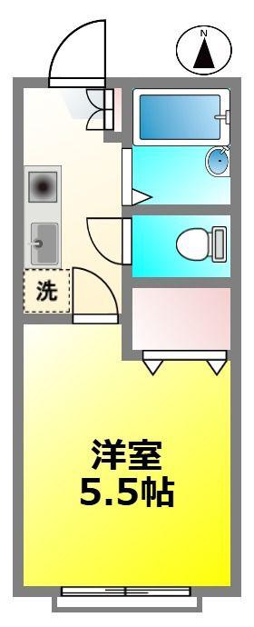 パークプレイス南棟(1K/1階)の間取り写真