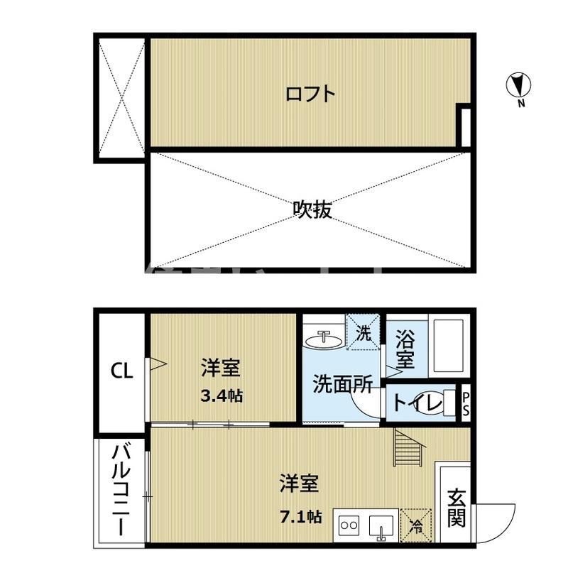 34-倶楽部ハウス(1DK/1階)の間取り写真