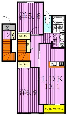 レンミッキLEMMIKKI(2LDK/2階)の間取り写真