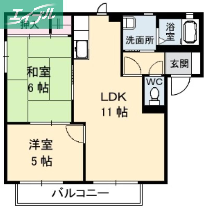 ヴィンテージA棟(2LDK/2階)の間取り写真