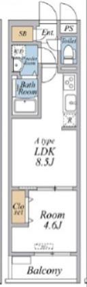 リブリ・南品川(1LDK/2階)の間取り写真