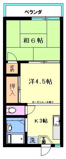ハウス鈴昭(2K/2階)の間取り写真