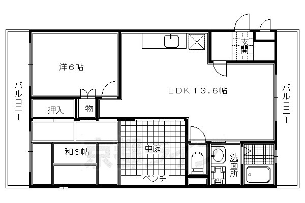 ワイズコート(2LDK/3階)の間取り写真