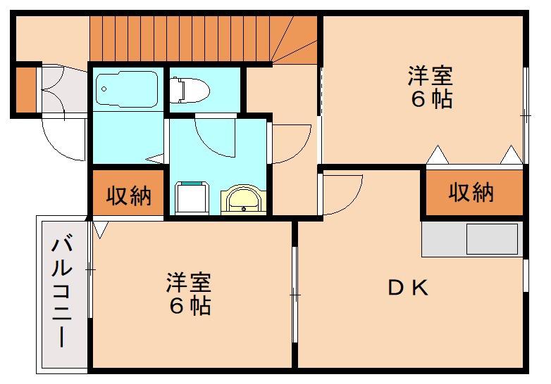 クレール上津役(2DK/2階)の間取り写真