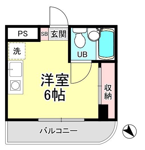 第26クリスタルマンション(ワンルーム/7階)の間取り写真
