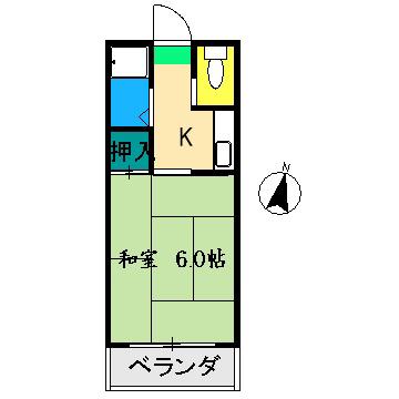 コーポグランプリ(1K/4階)の間取り写真