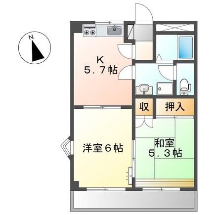 パレス野添II(2DK/2階)の間取り写真