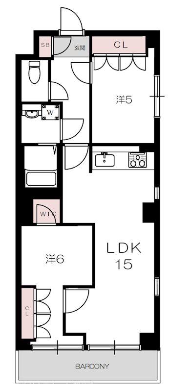 アトゥレ柿の木坂(2LDK/3階)の間取り写真