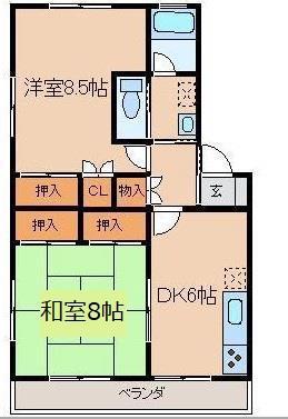 アーバンK B(2DK/2階)の間取り写真