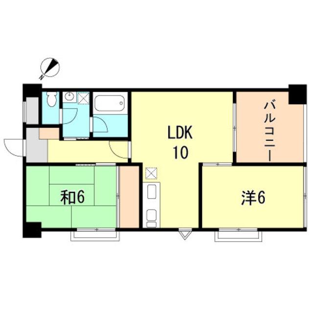 ハピネス東須磨(2LDK/2階)の間取り写真