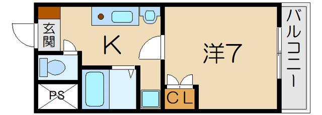 ヤングハイツ狛里(1K/3階)の間取り写真